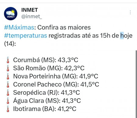 Com 43,3°C, Corumbá registrou maior temperatura do Brasil nesta terça-feira  - Diário Corumbaense